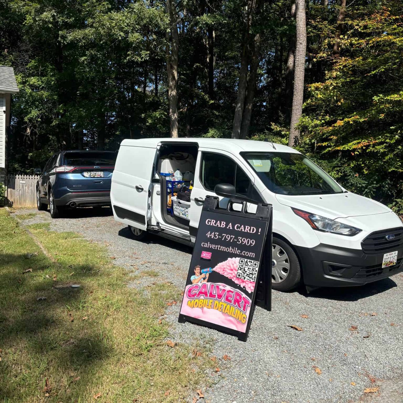 Calvert Mobile Detailing van set up at a customer's home
