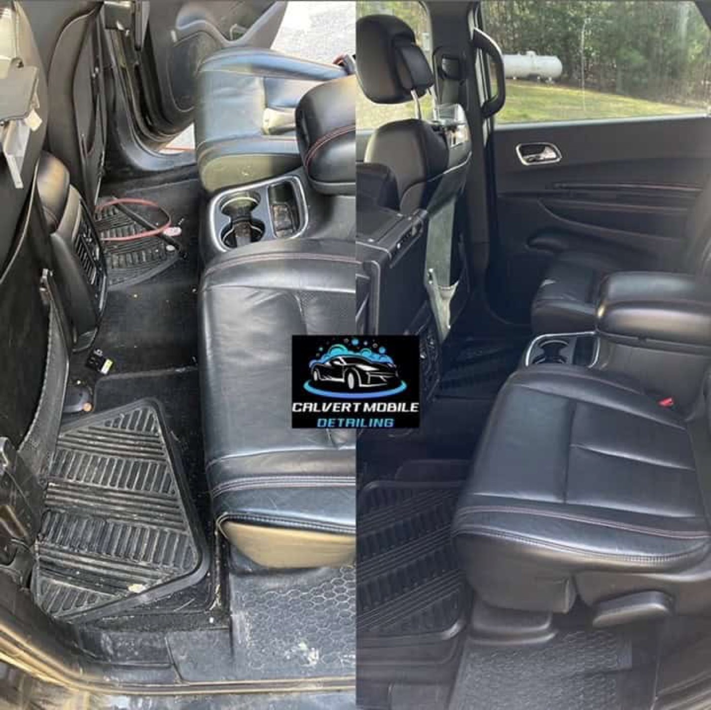 Before and after interior detail of an SUV