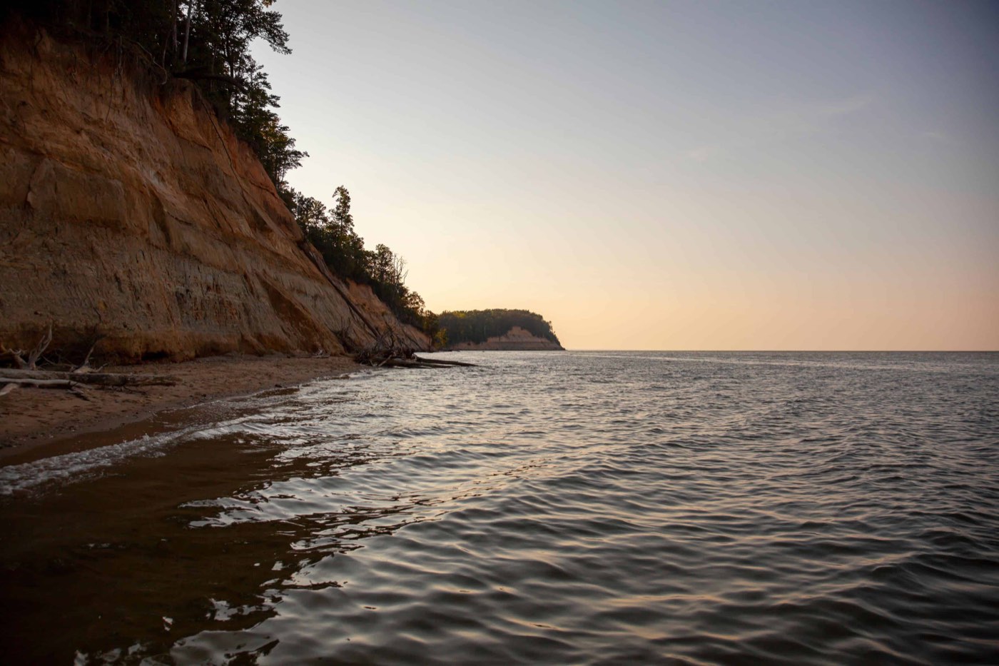 Calvert Cliffs on the Chesapeake Bay at sunset