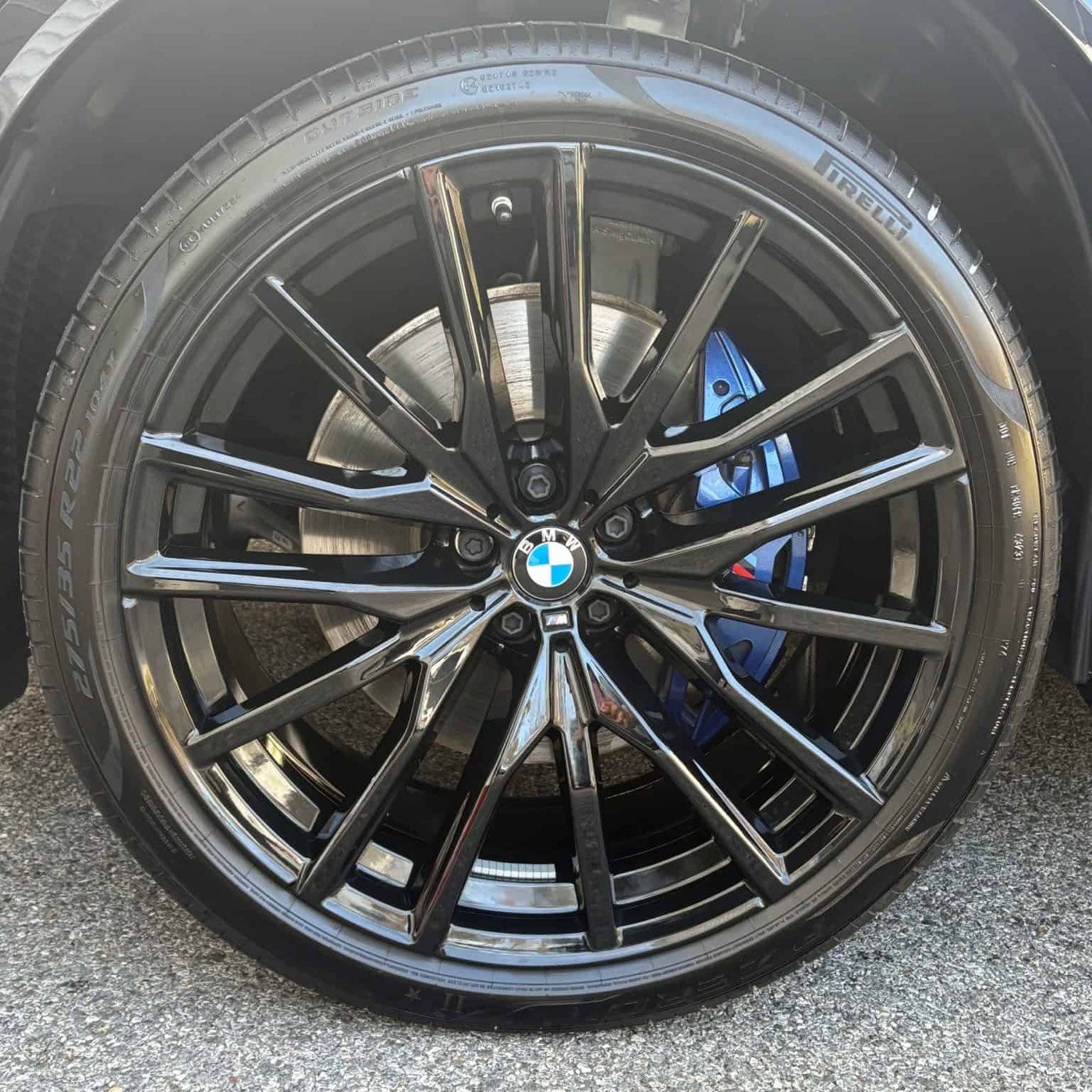 Gloss black BMW wheel after detailing